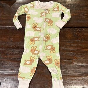 Green Bunny Print Kids One Piece